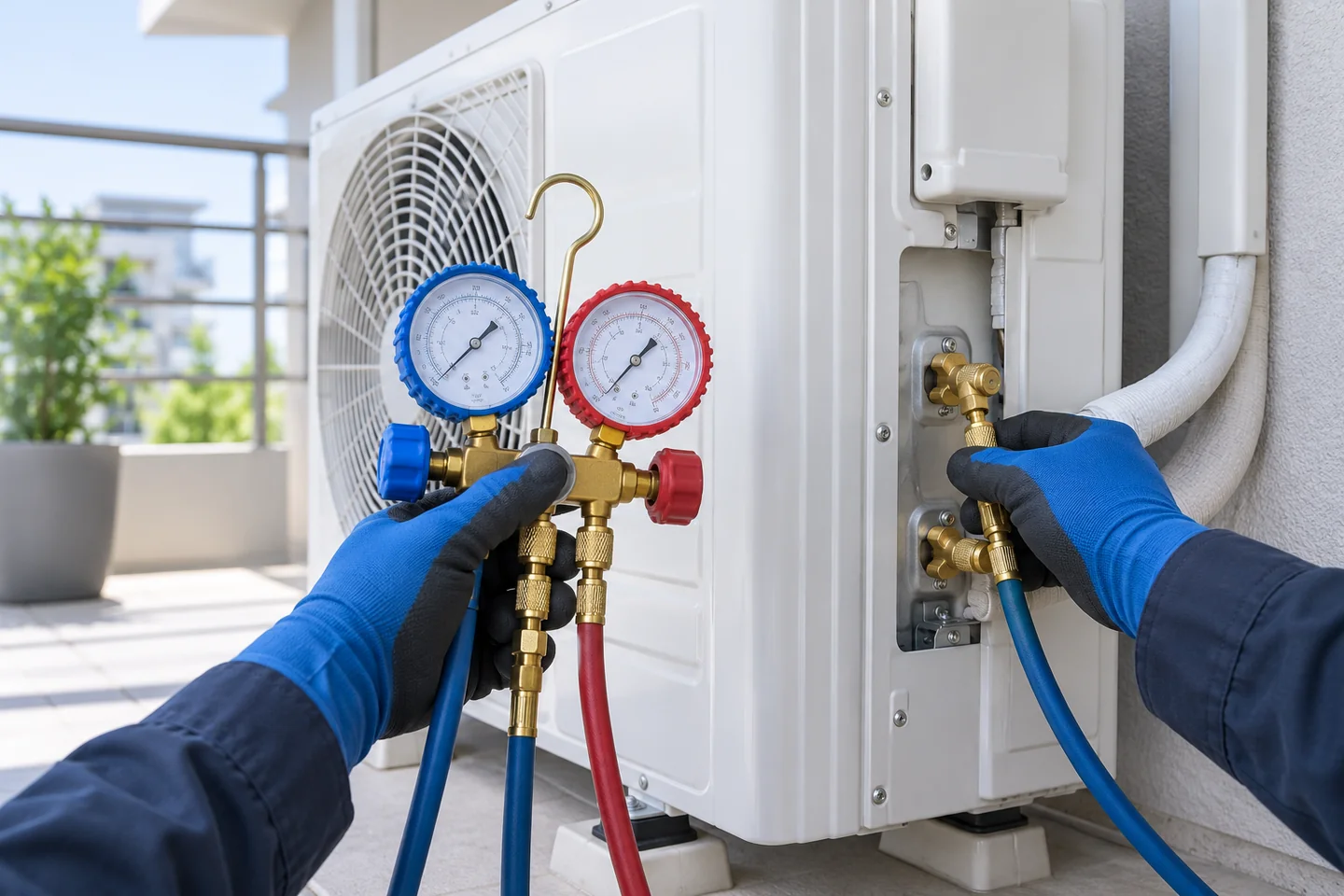Avaliação técnica da pressão do fluido refrigerante em uma condensadora.